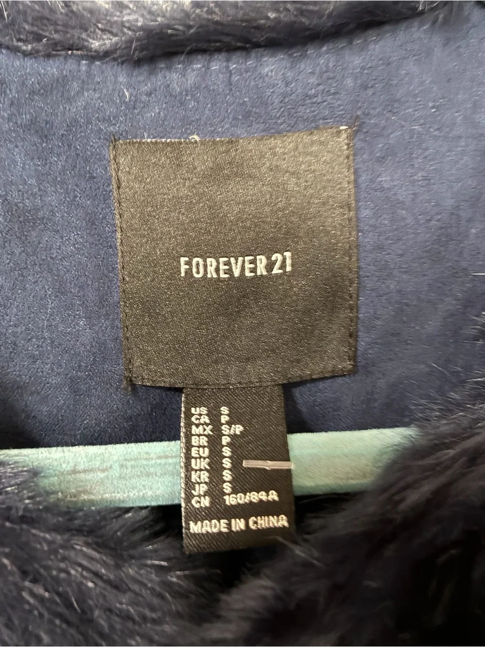 Forever 21 Navy Faux Fur Teddy Jacket
